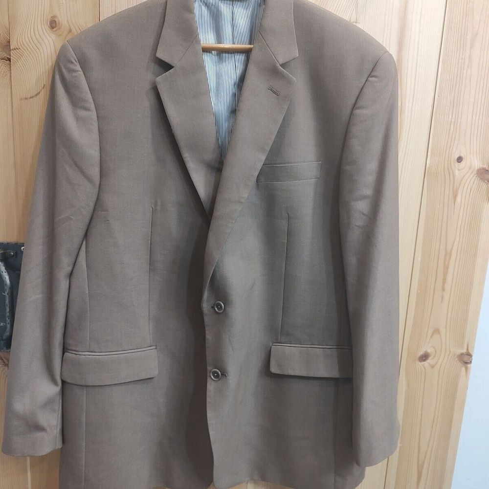 Croft & Barrow Brown Suit Jacket 46 Long 2 Button Front 3 Inside Pocket Business
